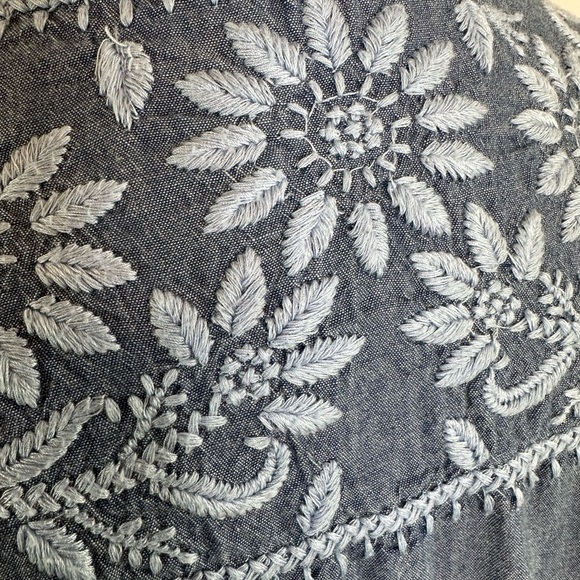 Soft Surroundings Embroidered Denim Blue Blouse - Picture 6 of 10